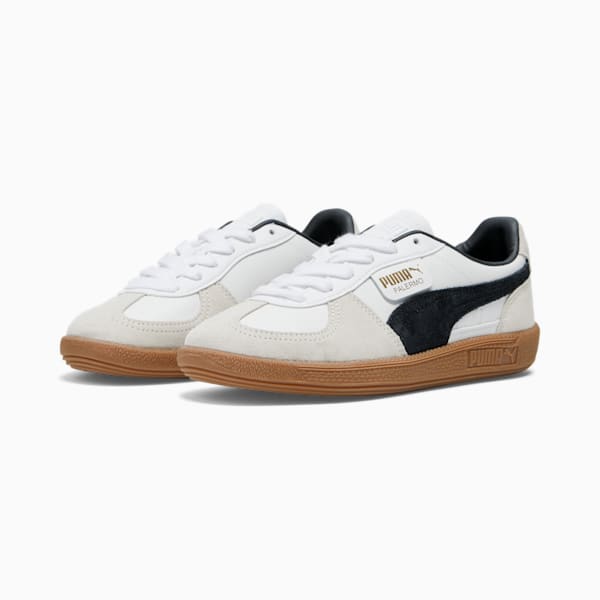 Tenis de cuero para mujer Palermo, PUMA White-Vapor Gray-Gum, extralarge