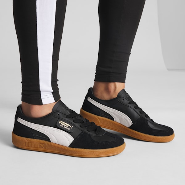 Tenis de cuero para mujer Palermo, PUMA Black-Feather Gray-Gum, extralarge