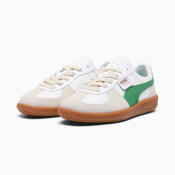Palermo Leather Women's Sneakers, PUMA White-Vapor Gray-Archive Green, extralarge