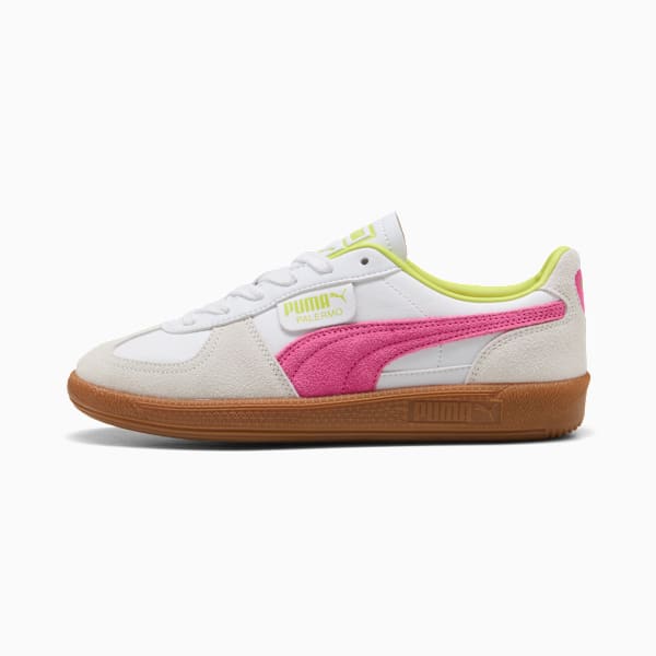 Tenis Palermo Cuero para mujer, PUMA White-Fluro Pink Pes, extralarge
