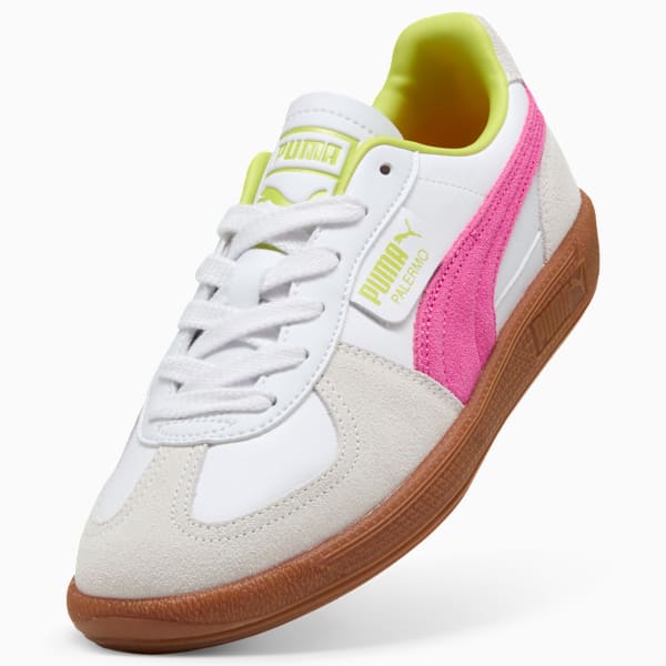 Tenis Palermo Cuero para mujer, PUMA White-Fluro Pink Pes, extralarge
