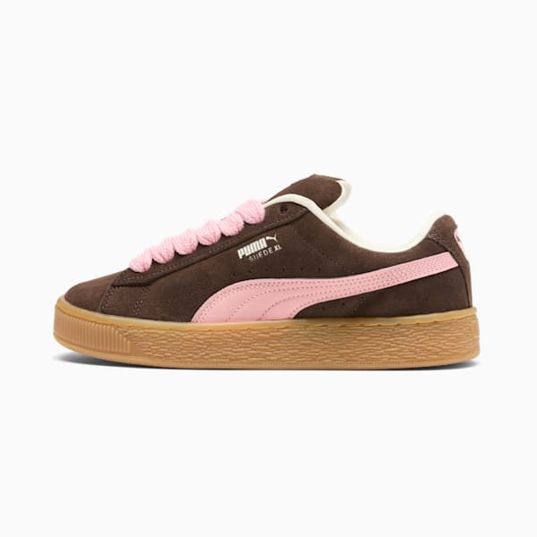 Suede XL Women's Sneakers, Chestnut Brown-Peach Smoothie-Frosted Ivory, extralarge