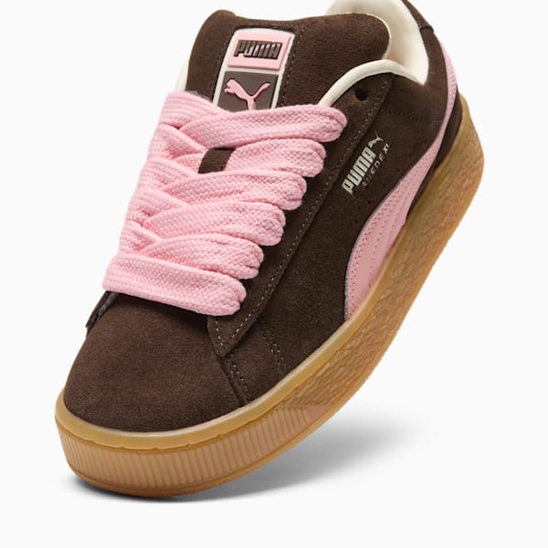 Suede XL Women's Sneakers, Chestnut Brown-Peach Smoothie-Frosted Ivory, extralarge