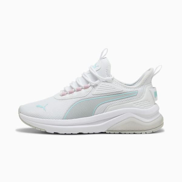 Tenis Amplifier para mujer, PUMA White-Cool Light Gray-Safe Lake-Rose Mauve, extralarge