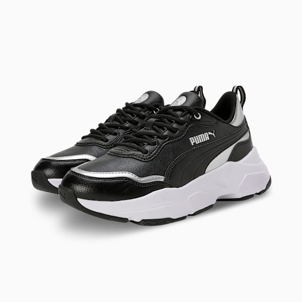 Cassia Rose Metallic Dream Women's Sneakers, PUMA Black-PUMA Silver-Matte Silver-PUMA White, extralarge-IND