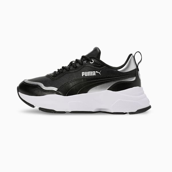 Cassia Rose Metallic Dream Women's Sneakers, PUMA Black-PUMA Silver-Matte Silver-PUMA White, extralarge-IND