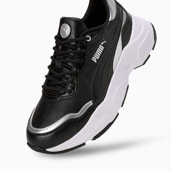 Cassia Rose Metallic Dream Women's Sneakers, PUMA Black-PUMA Silver-Matte Silver-PUMA White, extralarge-IND