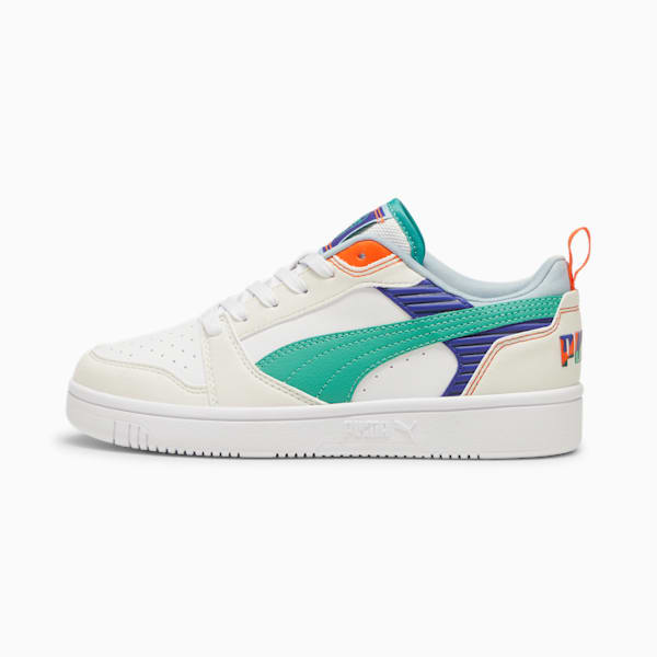 Tenis juvenil Rebound V6 Low READY, SET, BETTER, Vapor Gray-Jade Frost-PUMA White, extralarge