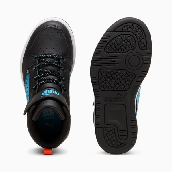 Zapatos deportivos Rebound V6 Mid para niños, PUMA Black-Flame Flicker-PUMA White, extralarge