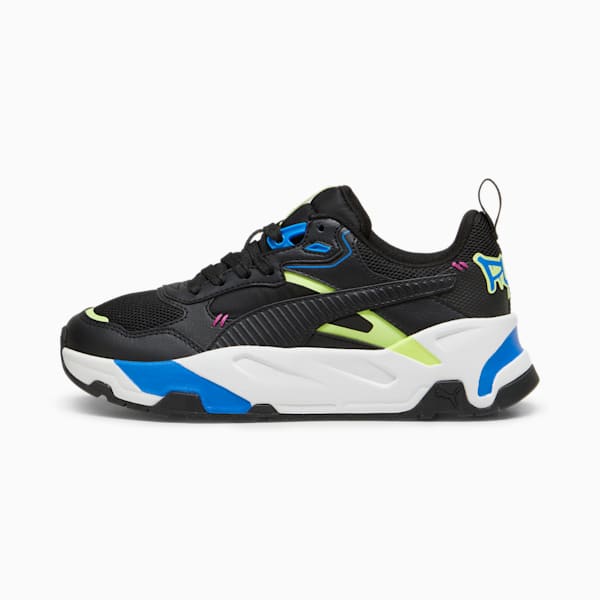Tenis juvenil Trinity Mid 90s, PUMA Black-PUMA Black-Cool Cucumber-Hyperlink Blue, extralarge