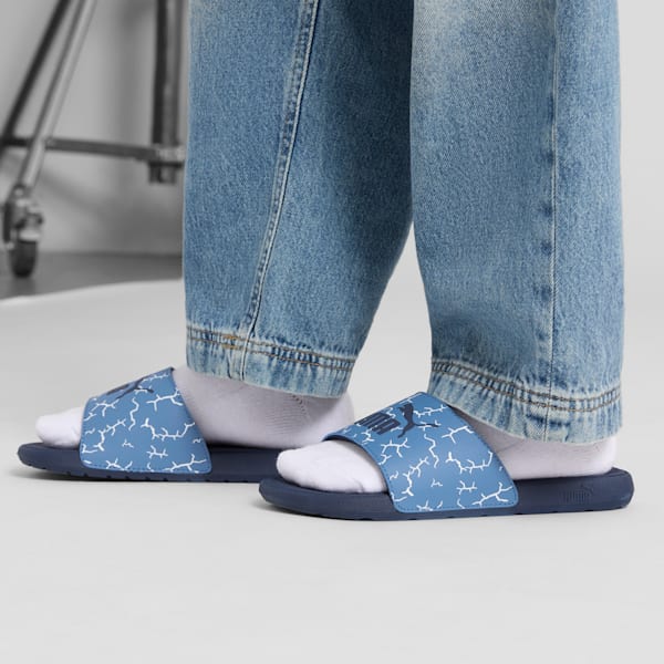 Cool Cat 2.0 Icy Monster Big Kids' Slides, Blue Horizon-Club Navy-PUMA White, extralarge