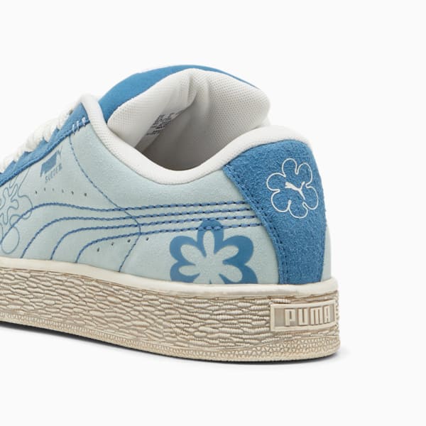 Puma Suede XL Skater Bloom Big Kids Sneakers Frosted Dew Blue Horizon 4.5