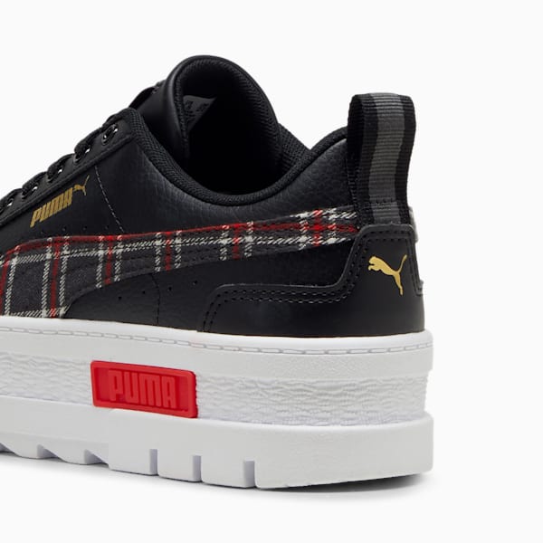 Tenis Mayze Winter Tartan para niños grandes, PUMA Black-For All Time Red, extralarge