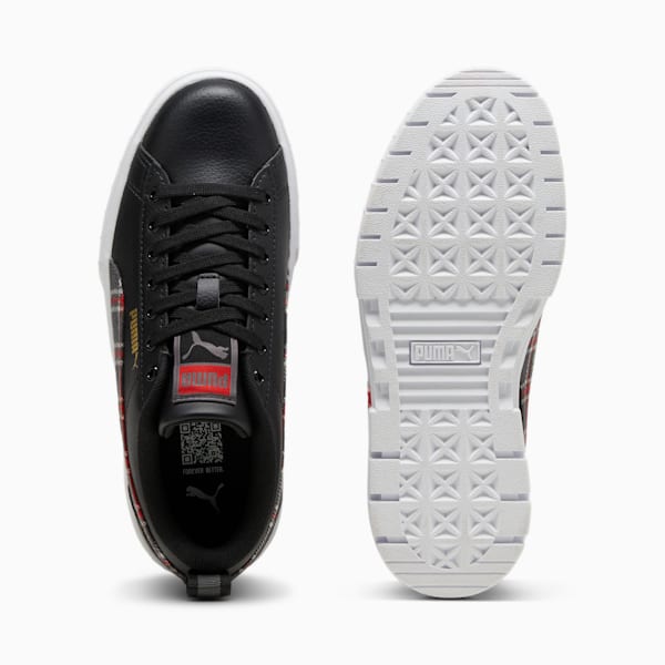 Tenis Mayze Winter Tartan para niños grandes, PUMA Black-For All Time Red, extralarge