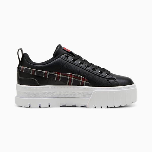 Tenis Mayze Winter Tartan para niños grandes, PUMA Black-For All Time Red, extralarge