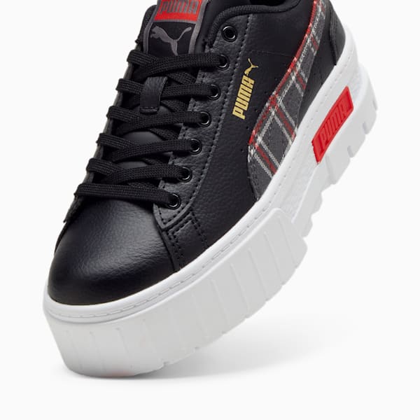 Tenis Mayze Winter Tartan para niños grandes, PUMA Black-For All Time Red, extralarge