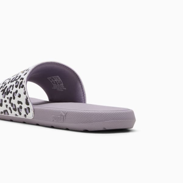 Cool Cat 2.0 Animal Big Kids' Slides, PUMA White-Gold-Pale Plum, extralarge