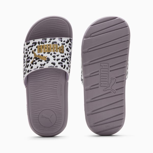 Cool Cat 2.0 Animal Big Kids' Slides, PUMA White-Gold-Pale Plum, extralarge
