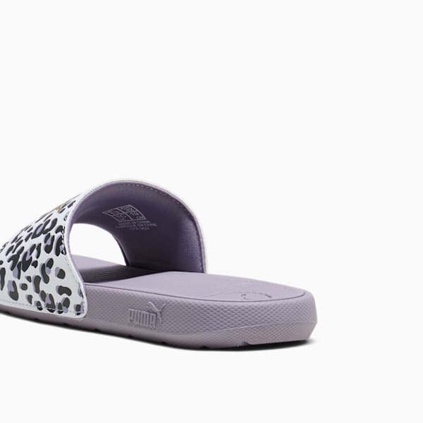 Cool Cat 2.0 Animal Little Kids' Slides, PUMA White-Gold-Pale Plum, extralarge