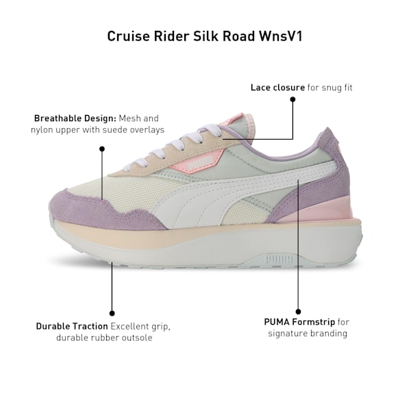 Cruise Rider Silk Road Women's Sneakers, Dewdrop-PUMA White-Vivid Violet, extralarge-IND