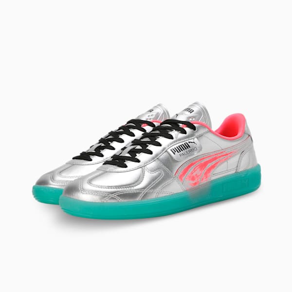 Palermo New Gen Footy Sneakers, PUMA Silver-Sparkling Green, extralarge-IND
