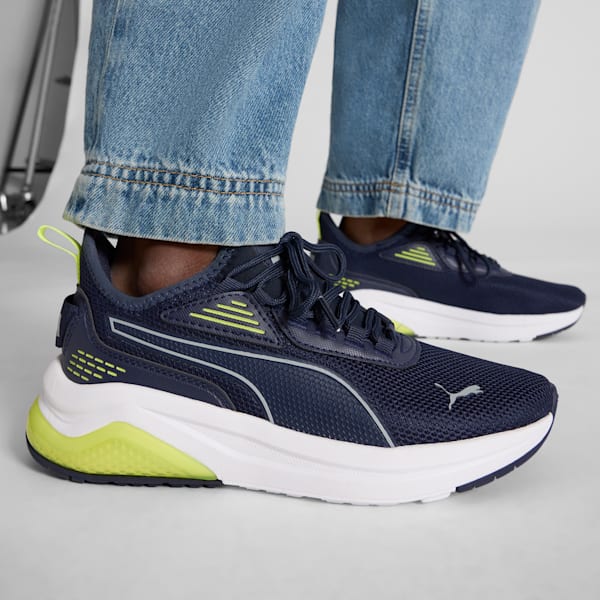 Amplifier Big Kids' Sneakers, PUMA Navy-Cool Mid Gray-Electric Lime, extralarge