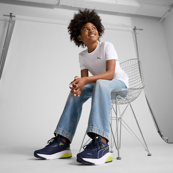 Amplifier Big Kids' Sneakers, PUMA Navy-Cool Mid Gray-Electric Lime, extralarge