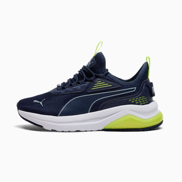 Amplifier Big Kids' Sneakers, PUMA Navy-Cool Mid Gray-Electric Lime, extralarge