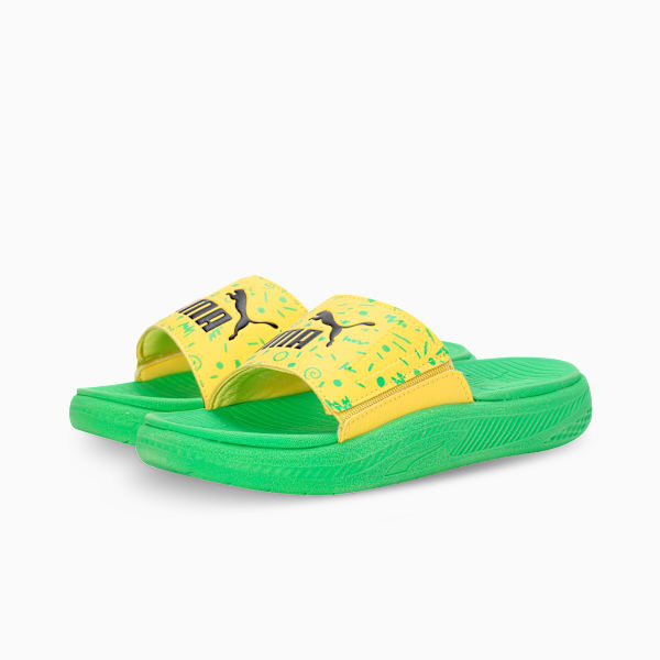 Softride Youth Slides, PUMA Green-Pelé Yellow-PUMA Black, extralarge-IND