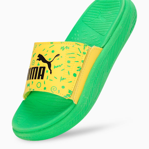 Softride Youth Slides, PUMA Green-Pelé Yellow-PUMA Black, extralarge-IND
