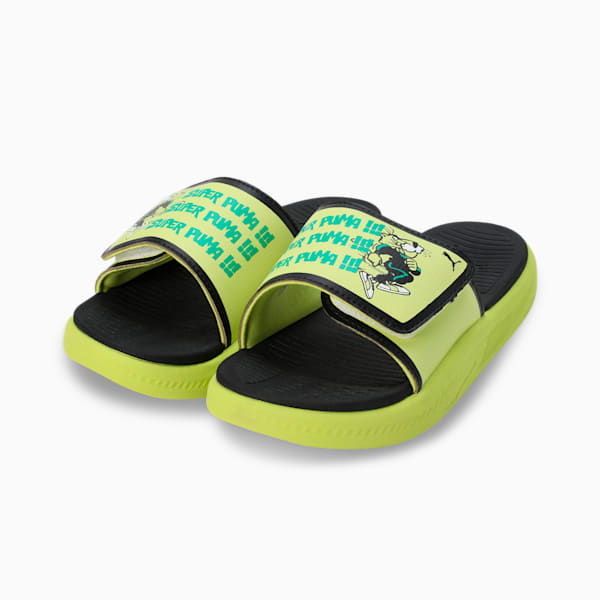Softride Super Youth Slides, PUMA Black-Lime Sheen, extralarge-IND