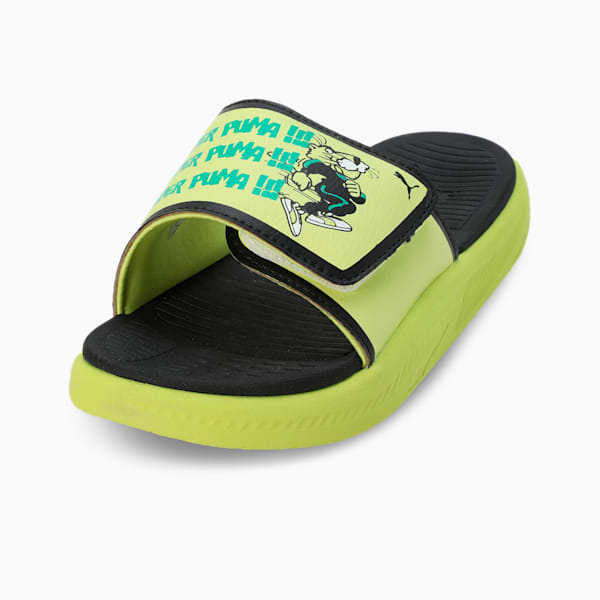 Softride Super Youth Slides, PUMA Black-Lime Sheen, extralarge-IND