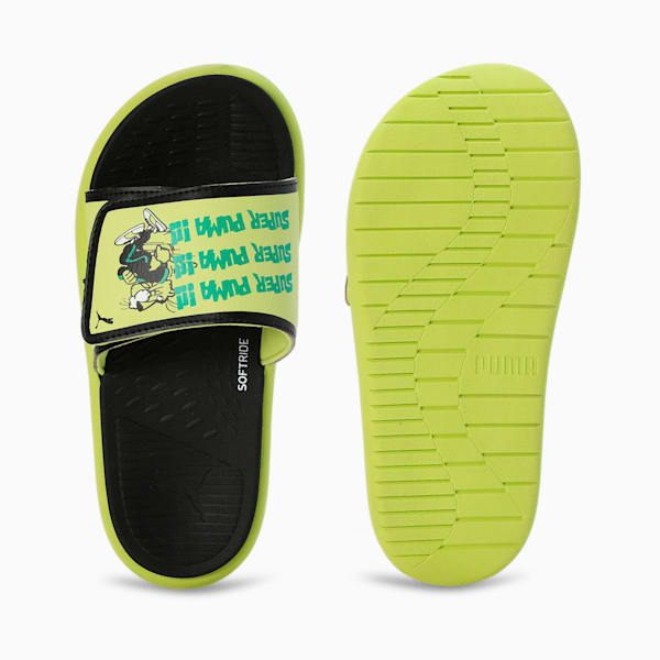 Softride Super Youth Slides, PUMA Black-Lime Sheen, extralarge-IND