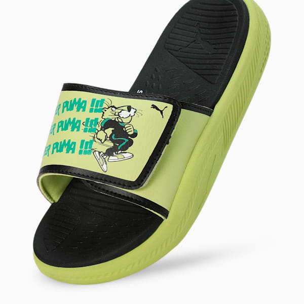 Softride Super Youth Slides, PUMA Black-Lime Sheen, extralarge-IND