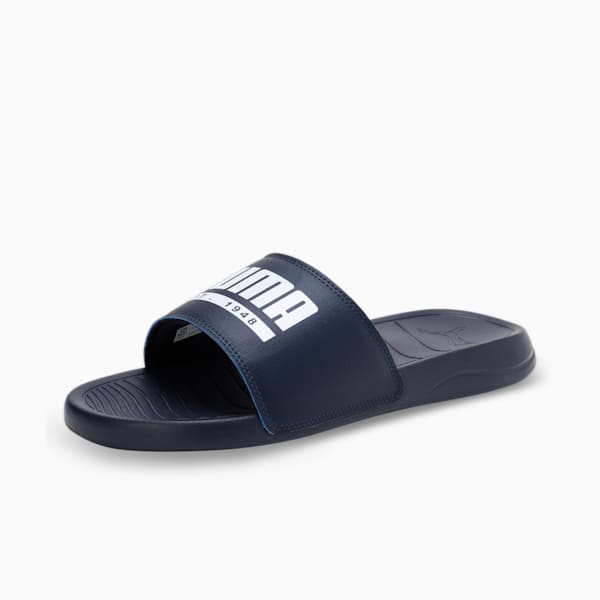 Popcat Pacify Men's Slides, PUMA Navy-PUMA White, extralarge-IND