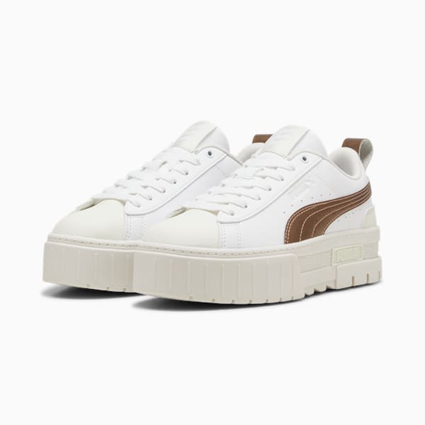 Tenis Mayze Glow-Up para mujer, PUMA White-Vapor Gray, extralarge