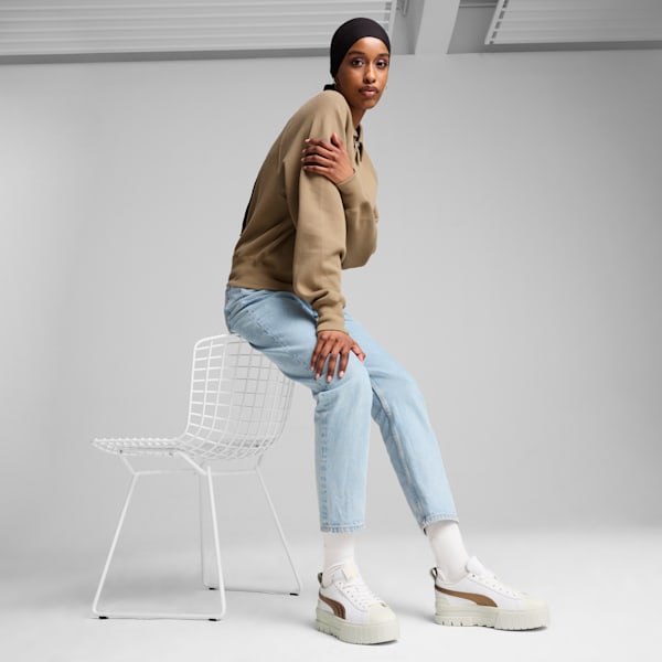Tenis Mayze Glow-Up para mujer, PUMA White-Vapor Gray, extralarge
