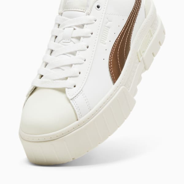 Tenis Mayze Glow-Up para mujer, PUMA White-Vapor Gray, extralarge