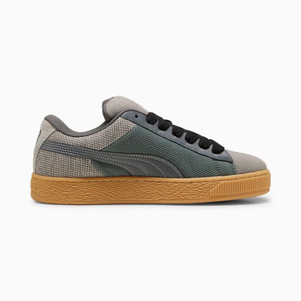 Suede XL Denim Sneakers, Shadow Gray-Warm White, extralarge