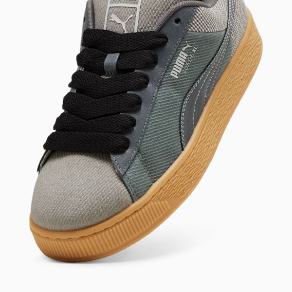 Suede XL Denim Sneakers, Shadow Gray-Warm White, extralarge