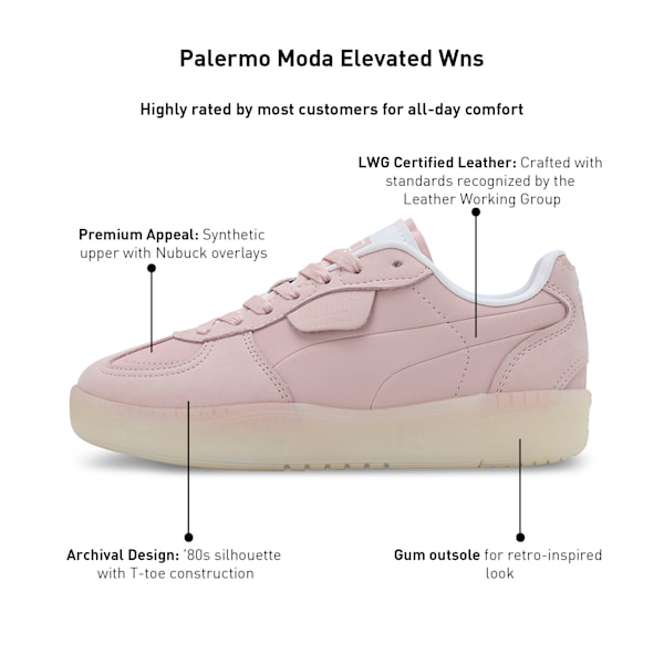 Palermo Moda Elevated Women's Sneakers, Mauve Mist-Warm White, extralarge-IND