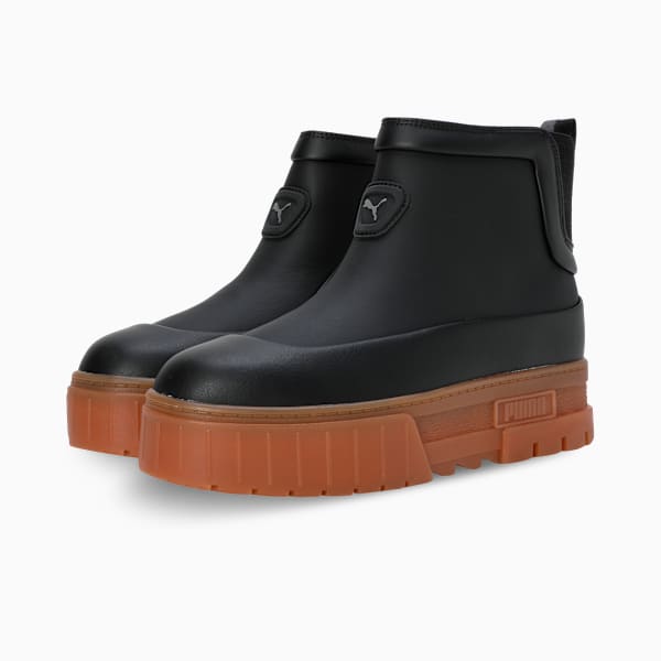 Mayze Wellis Leather Mid Women's Sneakers, PUMA Black, extralarge-IND