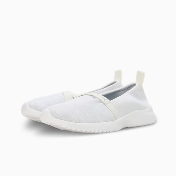 Adelina Space Metallics Women's Shoes, PUMA White-Matte Silver-PUMA Silver, extralarge-IND