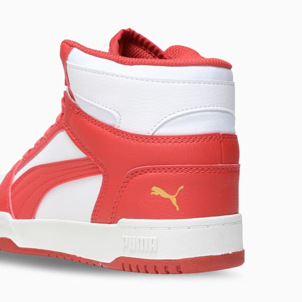 RBD Game Mid Youth Sneakers, PUMA White-Red Fire-Archive Gold, extralarge-IND