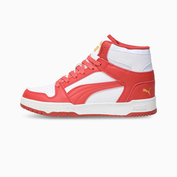 RBD Game Mid Youth Sneakers, PUMA White-Red Fire-Archive Gold, extralarge-IND