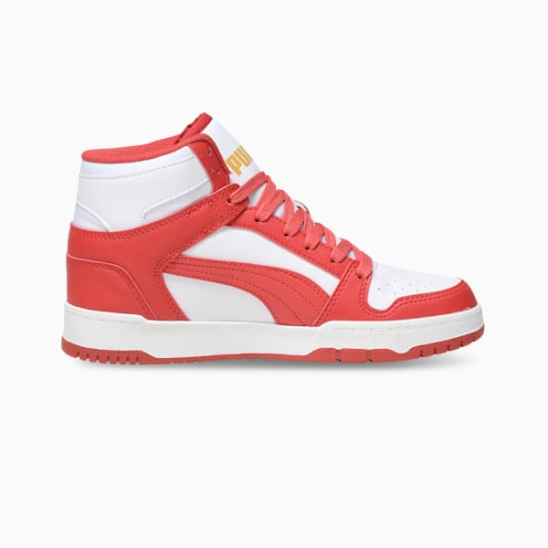 RBD Game Mid Youth Sneakers, PUMA White-Red Fire-Archive Gold, extralarge-IND