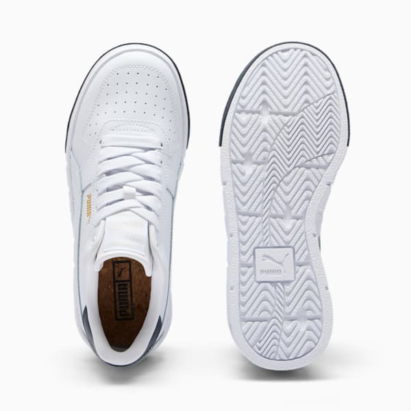 Tenis para mujer Cali Court Classics, PUMA White-PUMA Gold-Cool Dark Gray, extralarge