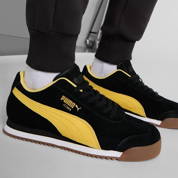 Tenis Roma Suede, PUMA Black-Sunny Yellow, extralarge