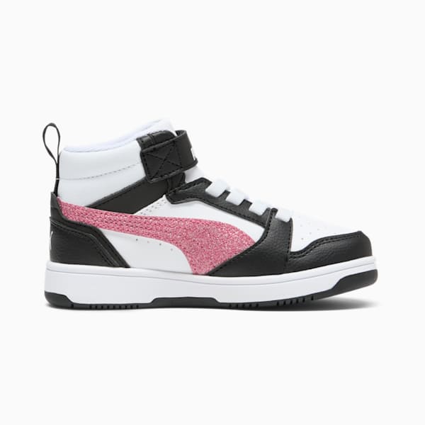 PUMA Rebound V6 Glitz Little Kids' Sneakers, PUMA White-Garnet Rose-PUMA Black, extralarge