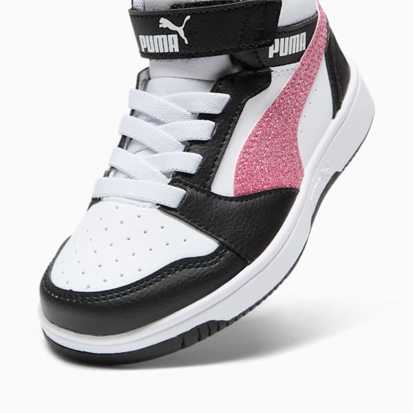 PUMA Rebound V6 Glitz Little Kids' Sneakers, PUMA White-Garnet Rose-PUMA Black, extralarge